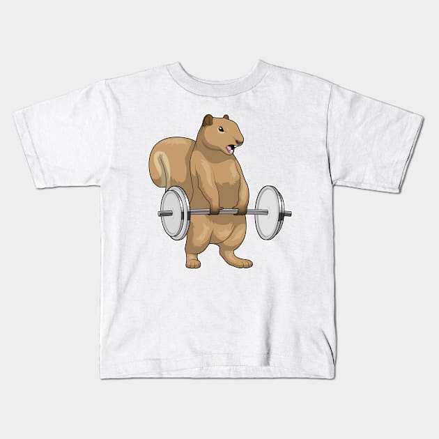 Squirrel Bodybuilding Dumbbells Kids T-Shirt by Markus Schnabel